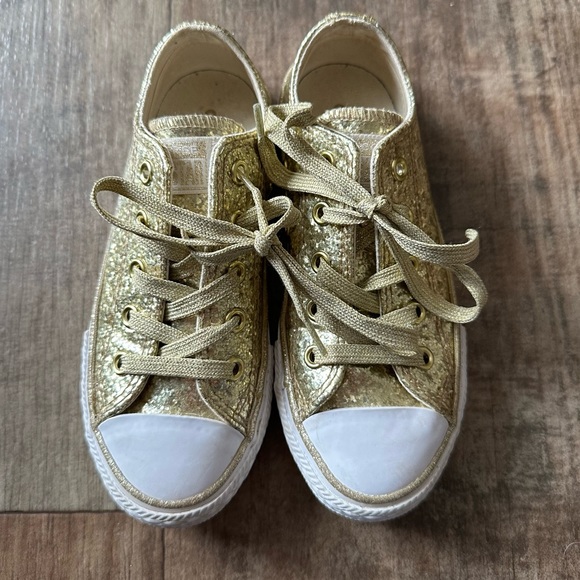 Converse Other - Converse Chuck Taylor CTAS gold sparkle low top sneaker
